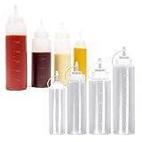 MATANA 8 Stück Squeeze Flaschen, Saucenflaschen, Quetschflaschen mit Kappen - 4 Größen (2X 240ml, 2X 340ml, 2X 500ml, 2X 680ml) - Stabil & BPA Frei