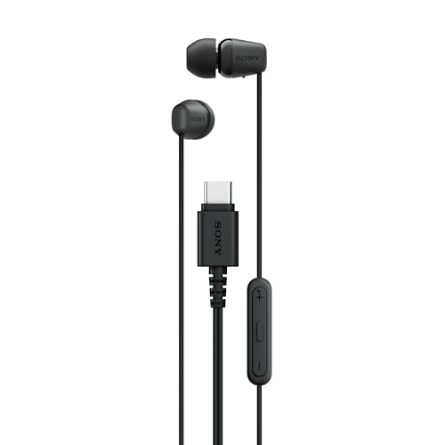 Image of Sony IER-EX15C Wired in Ear Type C Headphones, in-Line Remote for Volume & Mute Function with Mic, Tangle Free Serration Wire, Compatible with USB-C Devices, High Sound Quality (Black)