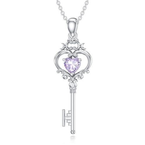 LONAGO Key Pendant Necklace with Birthstone Key Necklace Jewelry Gift