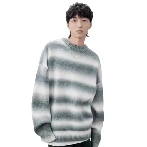 Men's Loose Fit Knitted Sweaters, Wool Sweaters for Men