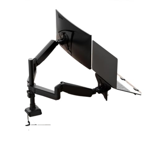 Bras double moniteur et support PC noir réglable en hauteur pour bureau