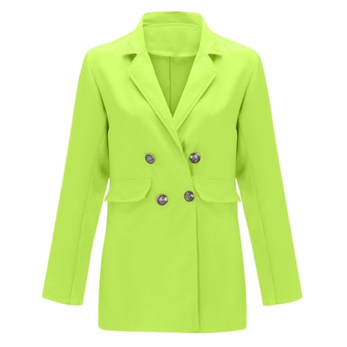 Women's Double Breasted Suit Jackets Lightweight Work Office Jacket Long Sleeve Solid Blazer Notch Lapel Blazers4