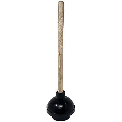 Unique Imports Toilet Plunger Double Thrust Force Cup Suction | Heavy Duty | Long Wooden Handle Fix Clogged Toilets - Superior Suction for Commercial Stores Restaurants (1 Pack) Cover