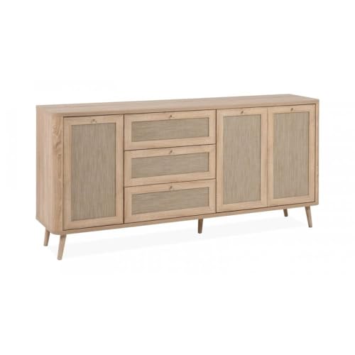 Aparador 175 cm con 3 cajones y 3 puertas efecto rafia color roble sonoma - KUTA51A