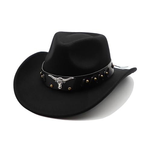 Chapeau Cowboy Femme Chapeau Western Homme Jazz Cowboy Hat Homme (FR/ES, Alpha/Lettres, M, Noir)