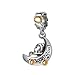DFHTR 14K Gold Kleiner Bär Gute Nacht Mond   Perlen 925 Sterling Silber Kinderwagen Anhänger Fit Pandora Frauen Armband Charms