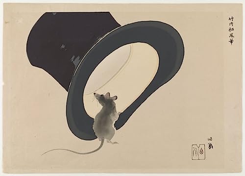Peinture poster souris et chapeau Takeuchi Seiho pour mur vide