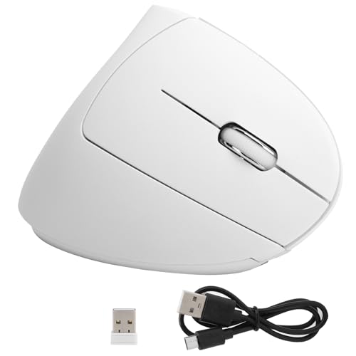 Mtlavishness Ratón vertical recargable por USB, accesorio para ordenador de juegos de oficina, diseño ergonómico para comodidad durante horas de uso (H1 ratón blanco vertical)
