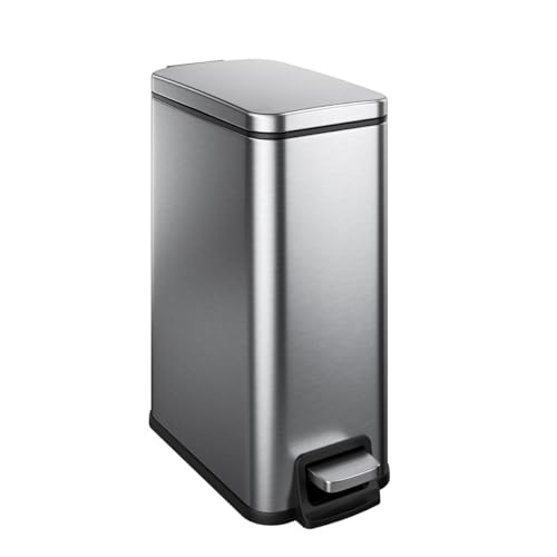 Veelesa Slim Bathroom Trash Can Silver