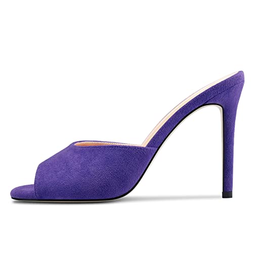 Image of TNYNFBEB Women Stiletto High Heel Peep Open Toe Sandals Slingback Slip-on Wedding Office Cute Basic Classic 3.9 Inches Heels