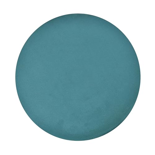 Image of Velvet Round Footrest Ottoman with Golden Accent - Soft Padded Stool for Living Room, Bedroom & Dressing Area (Aqua)