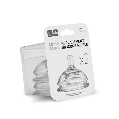 Comotomo Silicone Replacement Nipple, Variable Flow, Y-Cut (Thicker fluids), 2 Count