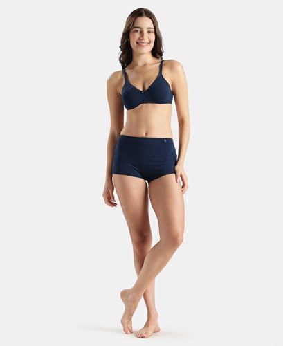 Image of Jockey SS04 Women High Coverage Super Combed Cotton Elastane Stretch Boy Leg with Concealed Waistband and StayFresh Treatment Pageant Blue XL