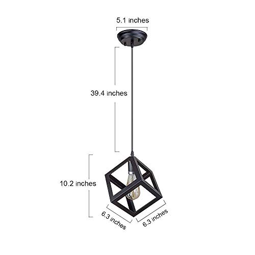 Image of JACKAL Cube Shape Pendant Light Without Bulb - Pack of 4 | Hanging Ceiling Light with Braided Cord | Decorative Chandelier for Home, Living Room, Indoor, Outdoor & Bar | Jhumar Lighting (Black)