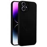 Mixroom - Custodia Cover per iPhone 12 in Tpu silicone liquido morbido compatibile con MagSafe accessori con cerchio magnetico integrato Nero