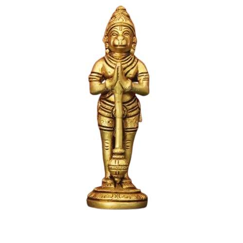 Statue Hanuman en laiton pour autel de prière hindou Lord Rama Bhakt
