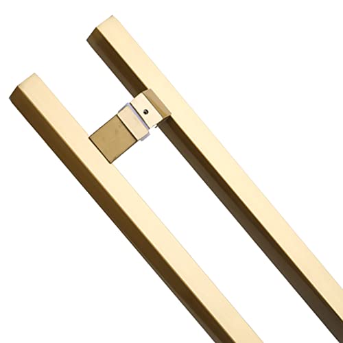 BODHIS Manija de puerta grande comercial rectangular, manija deslizante de doble cara, juego de accesorios de repuesto (dorado, 100 cm)