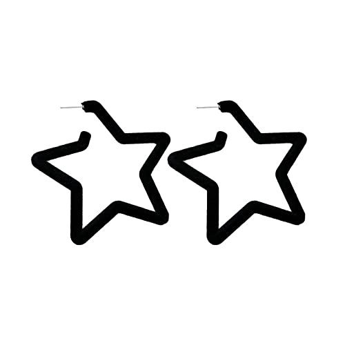 TTDGYYXW Pendientes de Alta Gama con Forma de Estrella flocada Negra a la para Mujer, joyería geométrica con Aguja 925 para Fiesta