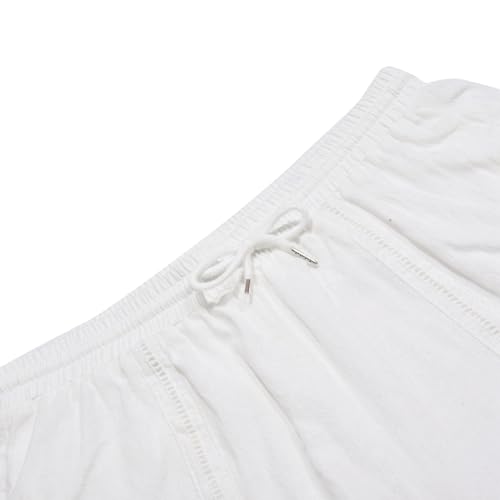 Pants for Men Summer Fashion Workout Capri Pants Mens Cotton Linen Cropped Trousers Drawstring Elastic Waisted Jogger4