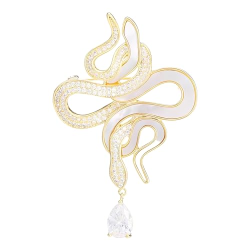 Image of 18k Gold Plated Snake Brooch for Women Zirconia Snake Pin Birthday Holiday Gift for Mother Wife Girlfriend