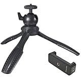 2way 卓上三脚＋スマホホルダー アダプター/スマホ・デジカメ・GoPro用・アクションカム ボールヘッド 折り畳み式 スタンド モノポッド 軽量 小型 自由雲台 カメラスタンド ハンドグリップ ホルダ/写真・ビデオ 動画 タイムラプス 撮影 ハンディ ミニ三脚 雲台 MF Type (MDF - OD TRPD)