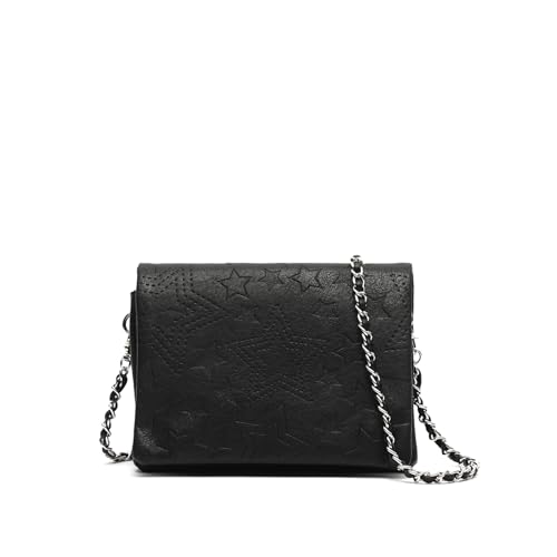 MISAKO Startin bolso bandolera pequeño con solapa y grabado de estrellas Mujer - Startin Negro 15x20x5cm