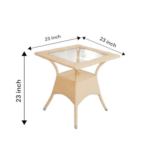 Image of India Outdoor Indoor Patio Set Bistro Set Wicker Chair Patio Set for Living Room Dining Room Lawn Balcony Outdoor Garden Chair Set with Glass Table