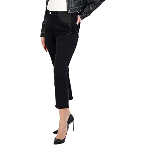 Savi Parker Women's Maternity Jeans Straight Leg - Elastic High Waist Pants, Pregnancy Clothes for All Seasons, BCI Certified, Black Rinse, X-Large Cover