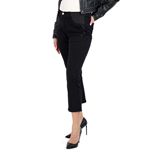 Savi Parker Womens Maternity Jeans Straight Leg - Maternity Pants Elastic High Waist - for Spring and Summer - Pregnant Women Clothes for All Seasons - BCI Certified (Black Rinse Extra Large)