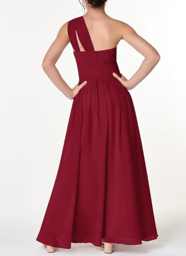 One Shoulder Junior Bridesmaid Chiffon Dress Flower Girl Dresses for Wedding A-Line Long Pageant Gown3