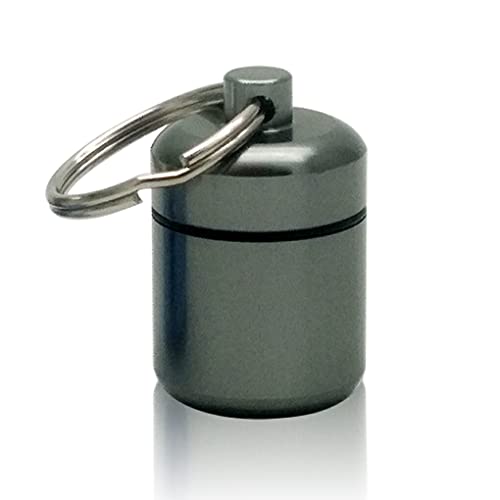 BOKIOESDE Mini boîte à pilules porte-clés bouteille comprimés conteneur étanche, Gris