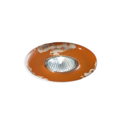 Plafonnier vintage céramique orange 1 lumière pour éclairer une entrée ou un couloir sombre