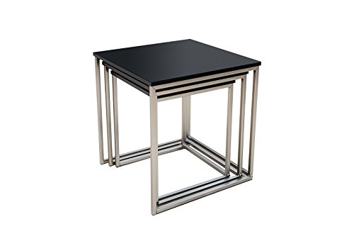 DuNord Design Beistelltisch Couchtisch 3er Set Stage schwarz Edelstahl...