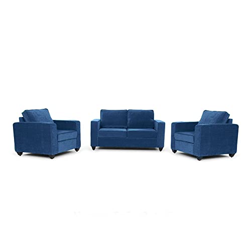 Image of Wakefit Sofa Set | 3 Year Warranty | Sofa 4 Seater, 4 Seater Sofa for Living Room, Wooden Sofa Set, Sofa Set 2+1+1 Seater - Napper(Malphino : Cobalt Blue)