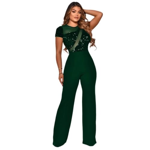 QZKLWG Women's fashionable, sexy, elegant, high waisted, wide leg pants, club business party button jumpsuit