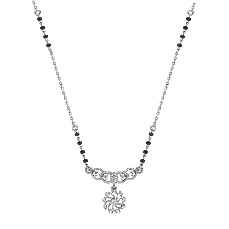 clara 925 Sterling Silver Pranavi Mangalsutra Tanmaniya Pendant With Black Beads Chain | Platinum Plated, Swiss Zirconia |Gift for Women-picture-30