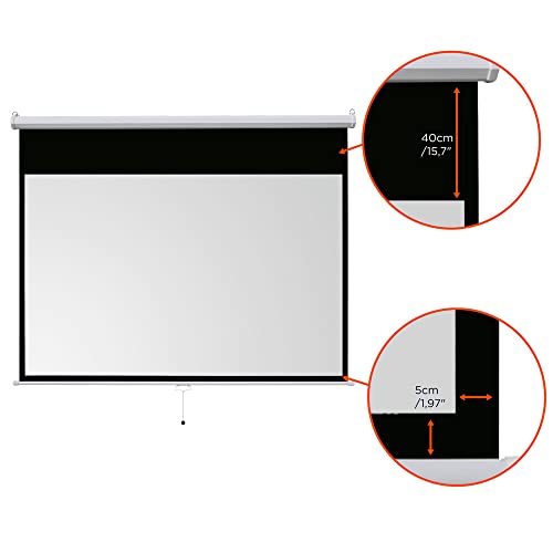 celexon Basic Rollo-Leinwand 90 | 200x113 cm 16:9 | ausziehbare Full-HD 4K Beamer-Leinwand f&uuml;r Heimkino oder B&uuml;ro-Pr&auml;sentationen | Projektionsleinwand geeignet zur Deckenmontage oder Wandmontage
