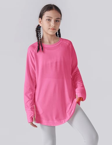Image of Liberty Pro 2-Pack Girls' Loose Fit Long Sleeve Tunic Tops with Pockets and Thumb Holes, Casual T Shirts for Tween Kids