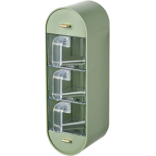 VENOAL 1 juego de caja de condimentos de almacenamiento de rejilla múltiple montada en la pared sin perforaciones (verde)
