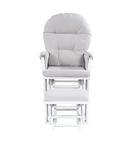 Suite Bebe Madison Glider & Ottoman, White/Woven Gray #TOP1