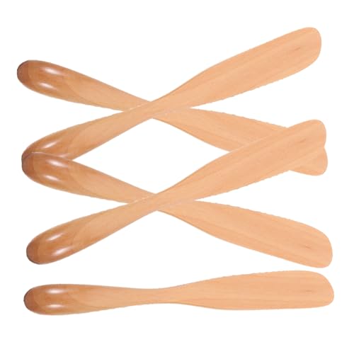 PRETYZOOM 5pièces Spatule à Beurre Bois Coupe-beurre De Grattoirs à Gâteau Couteaux à Tartiner à Fromage Accessoires De Cuisine Déjeuner