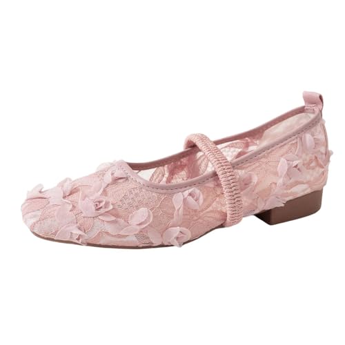 Zapatos Mary Jane con correa elástica y malla floral 3D que garantizan frescura y comodidad
