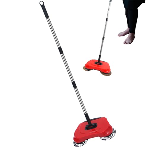 Spazzatrice per pavimenti a spinta manuale, Spazzatrice per tappeti a spinta manuale | Scoppa del vuoto non elettrico | Strumenti per la pulizia dei pavimenti, spazzatrice con manico regolabile per la