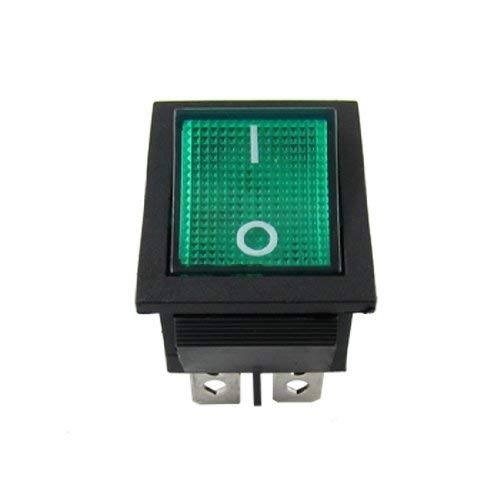 Interrupteur rocker vert 4 broches marche arrêt pour tableau électrique et appareil ménager