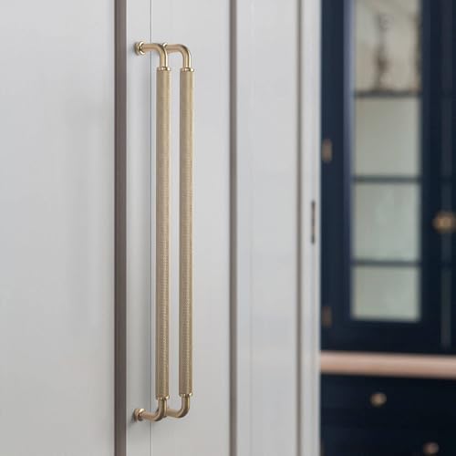 Image of Goo-Ki 6 Pack 12 5 /8 Inch Champagne Bronze Knurled Cabinet Pull Handle - Textured Non-Slip Grip, Classic Modern Design for Kitchen Cabinets & Furniture Drawers