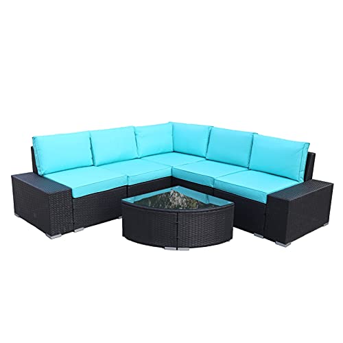 Acquire Oval Shape Outdoor Patio Pe Rattan Wicker Furniture 6 Pcs Set Sectional 2 Middle+2 Armrest+1 Corner Sofa+1 Tea Table (Color : A) #TOP17