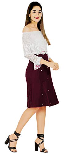 SKY FLY Girls Off Shoulder Fit & Flare Dress WIne Red 11-12 years 1
