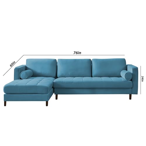 Image of Lezra LHS 4 Seater L Shape Sofa Set for Living Room (Turquise Fabric) Premium Fabric Sofa