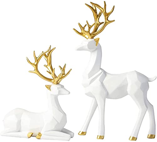 Estatuas de Reno Origami Nordic de Resina, Par miniatura 1