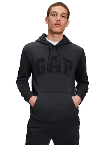 GAP mens Logo Fleece Hoodie Sweatshirt, Moonless Night, Large US